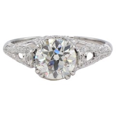 Gia Certified Old European Brilliant 1.35 Carat Natural Diamond Engagement Ring 
