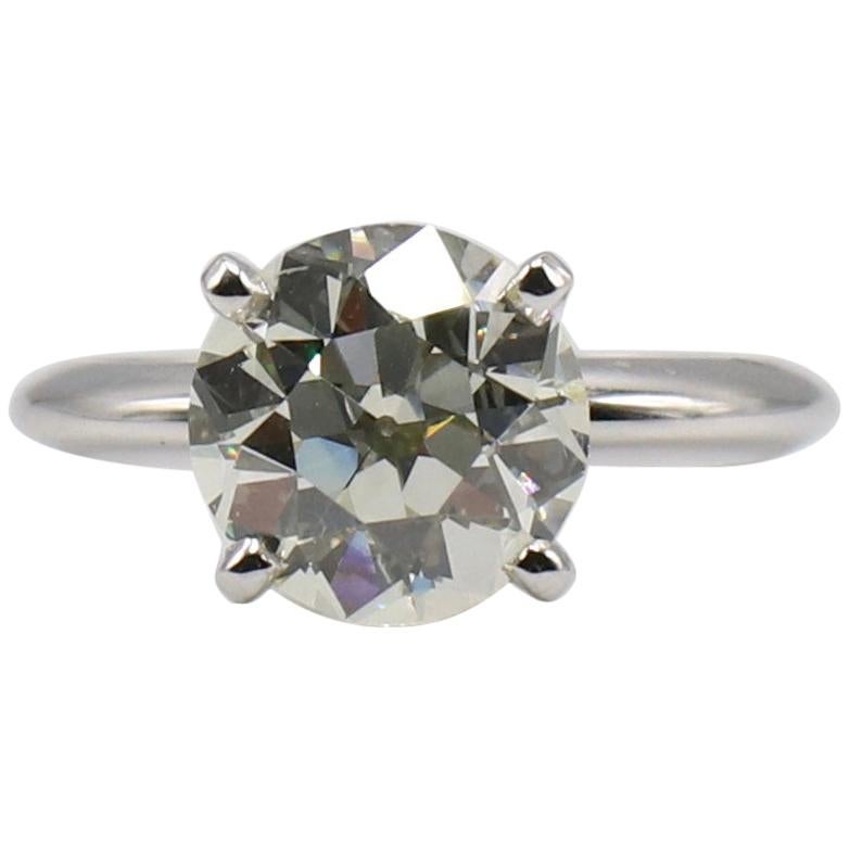GIA Certified Old European Brilliant 3.09 Carat N SI1 Diamond Engagement Ring
