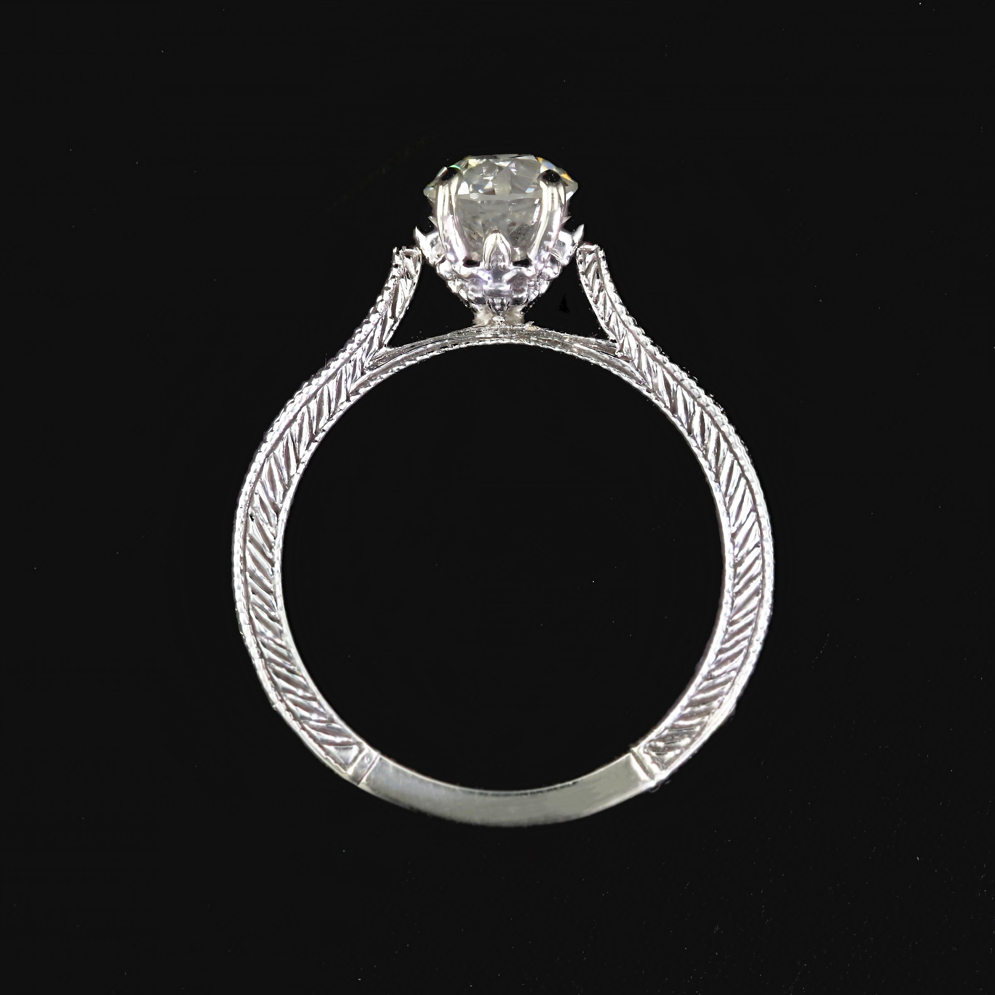 Old European Cut GIA Certified Old European Brilliant Diamond Engagement Ring