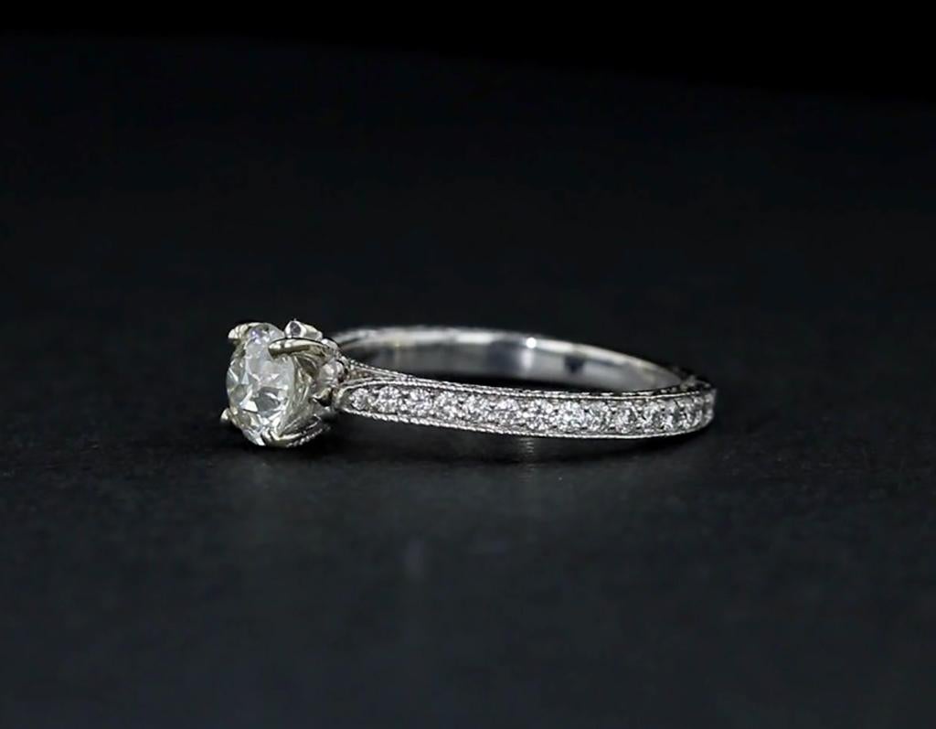 GIA Certified Old European Brilliant Diamond Engagement Ring In New Condition In NEW ORLEANS, LA