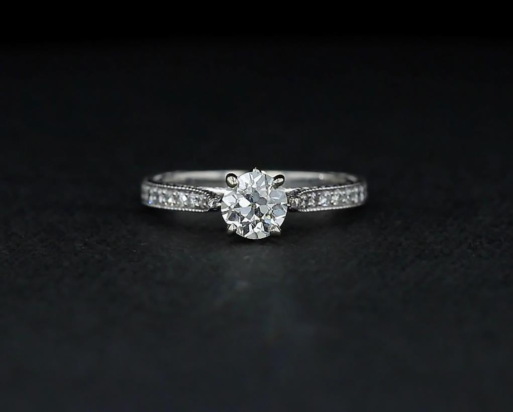 Women's GIA Certified Old European Brilliant Diamond Engagement Ring