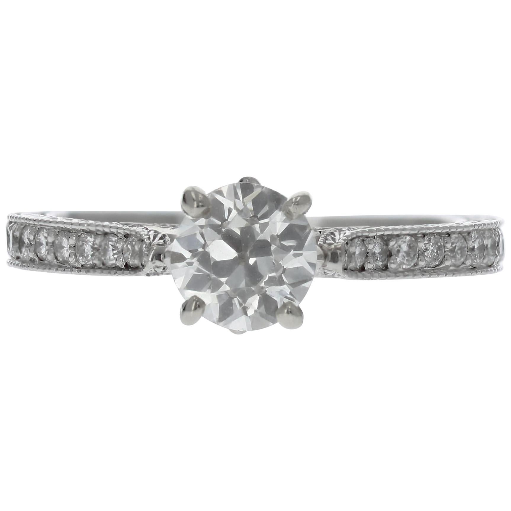 GIA Certified Old European Brilliant Diamond Engagement Ring