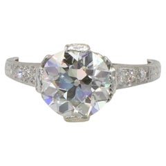 GIA Certified Old European Cut 2.14 Carat I VS2 Natural Art Deco Platinum Ring