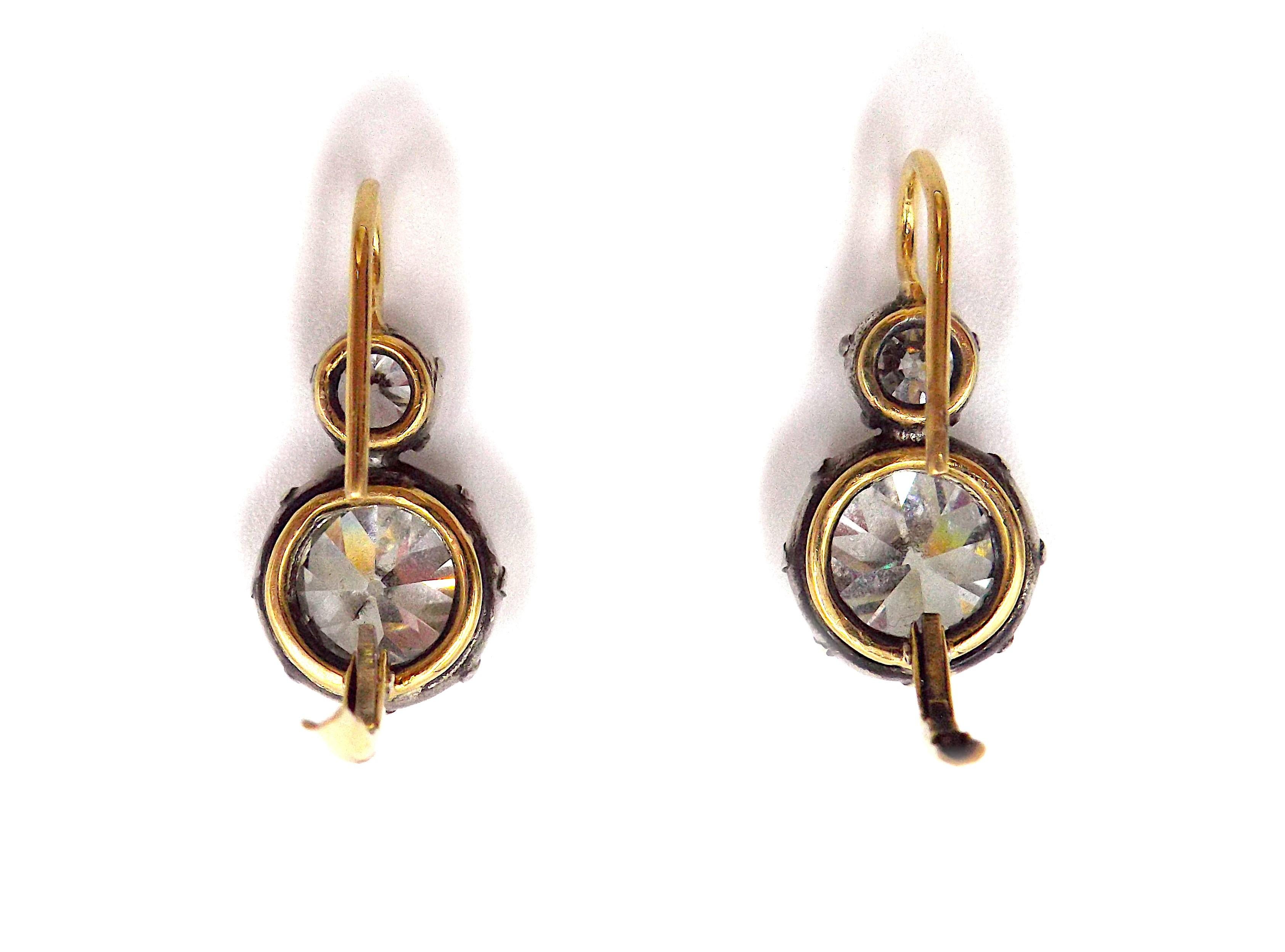 Women's GIA Certified Old European Cut Diamond Earrings For Sale
