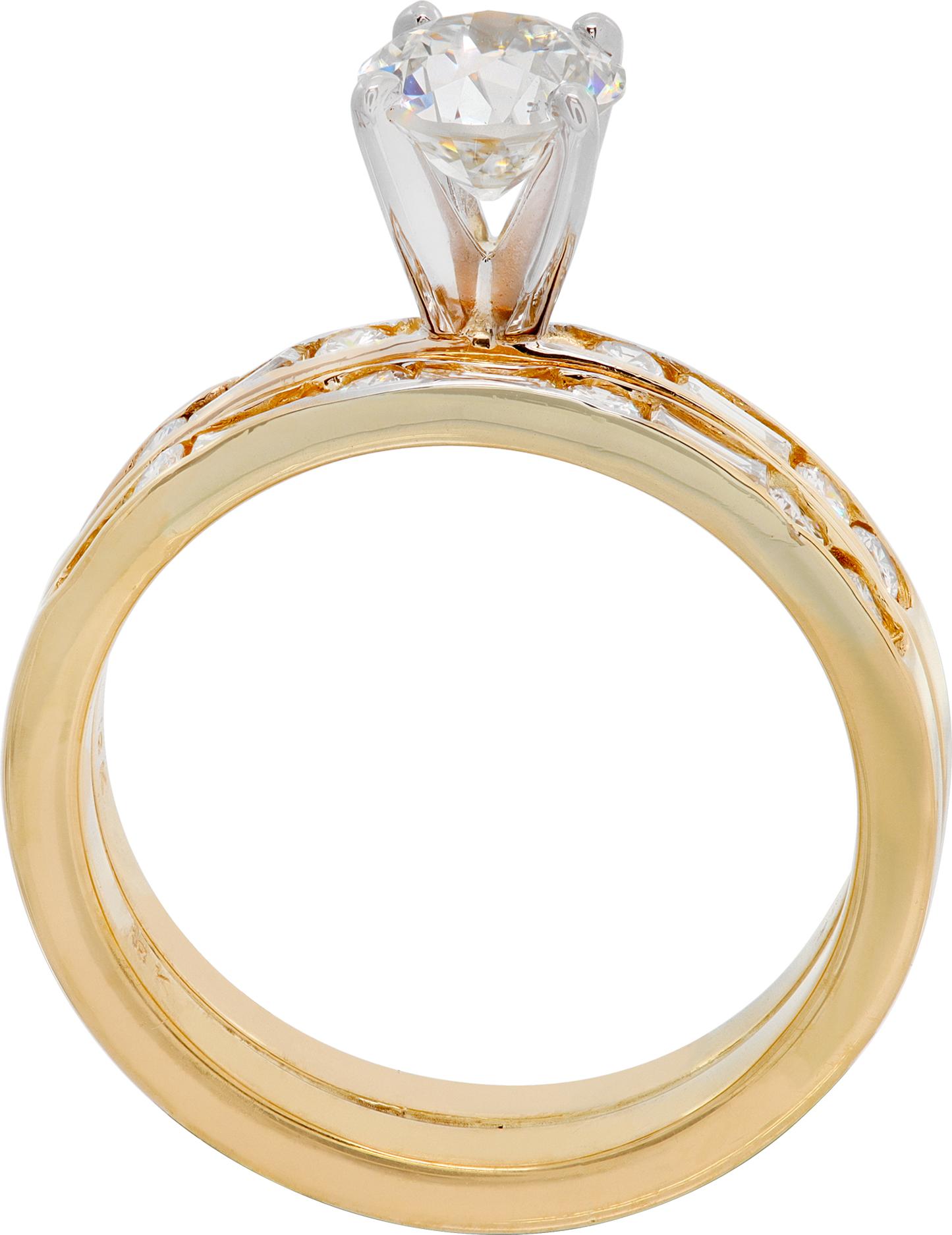 GIA Certified Old European Cut Diamond Yellow Gold Ring In Excellent Condition For Sale In Surfside, FL