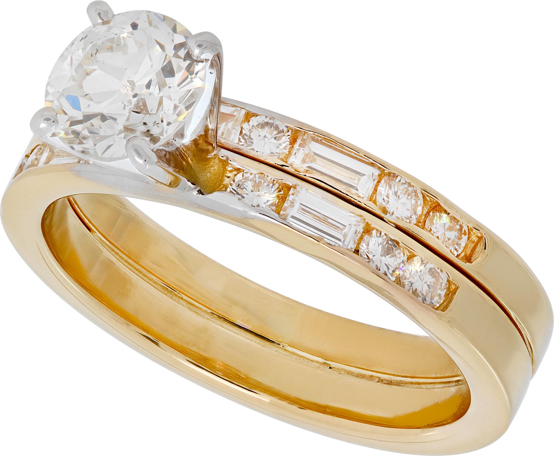 Women's GIA Certified Old European Cut Diamond Yellow Gold Ring For Sale
