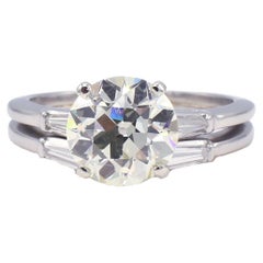 GIA Certified Old European Cut Platinum Diamond Engagement Ring