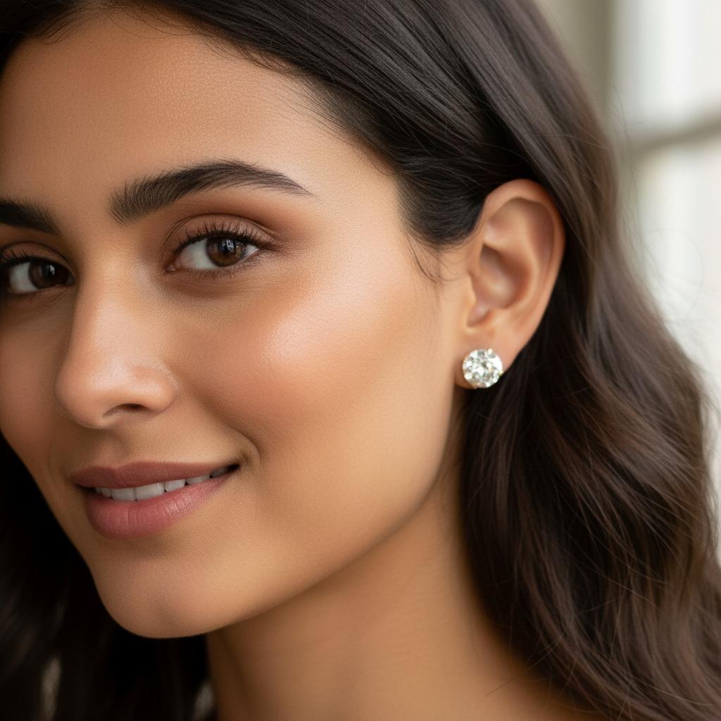 Ces superbes boucles d'oreilles en diamant présentent deux diamants ronds de taille brillant, certifiés par la GIA, magnifiquement assortis, montés dans une monture classique en or jaune 14 carats pour une allure intemporelle et élégante.

Un