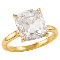 GIA Certified Old Mine 4.7 Carat Cushion Cut Diamond Solitaire Engagement Ring