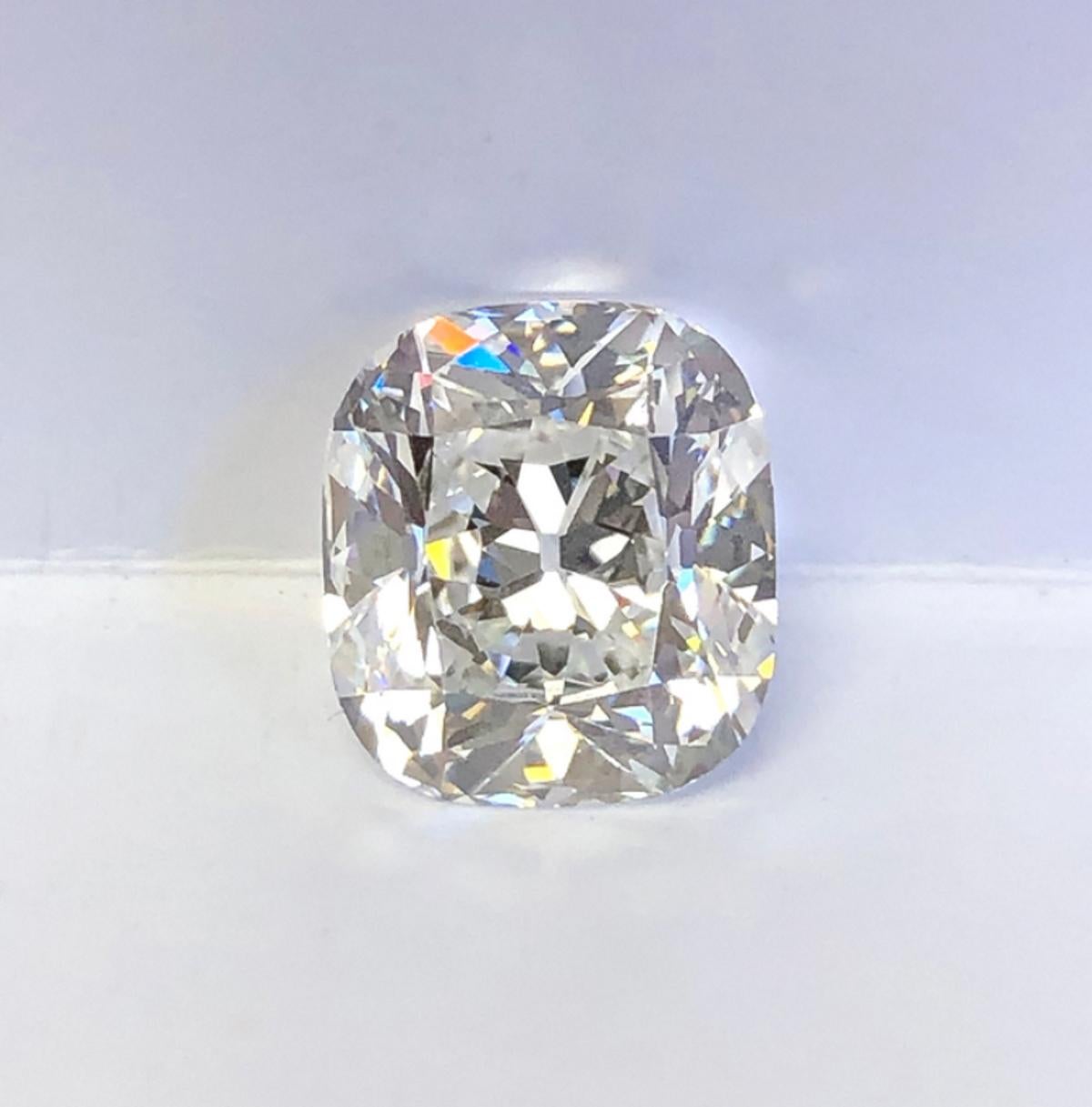 Modern GIA Certified Old Mine Cushion Cut Three-Stone Diamond Ring  For Sale