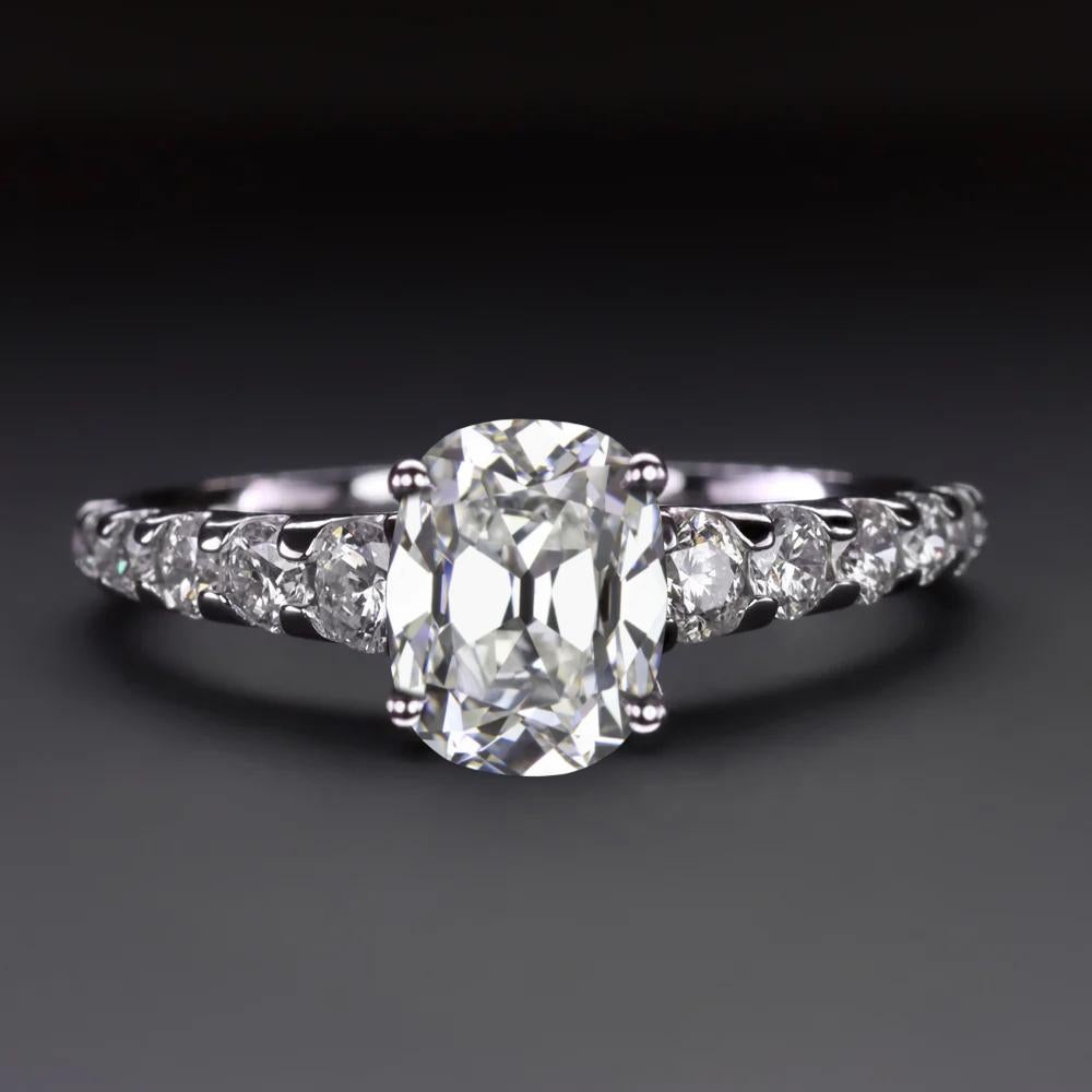 GIA-zertifizierter Diamantring aus 14 Karat Weißgold mit Diamant im Altminenschliff H VS2 (Art déco) im Angebot