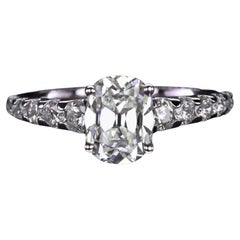 GIA Certified Old Mine Cut Diamond H VS2 14K White Gold Diamond Ring