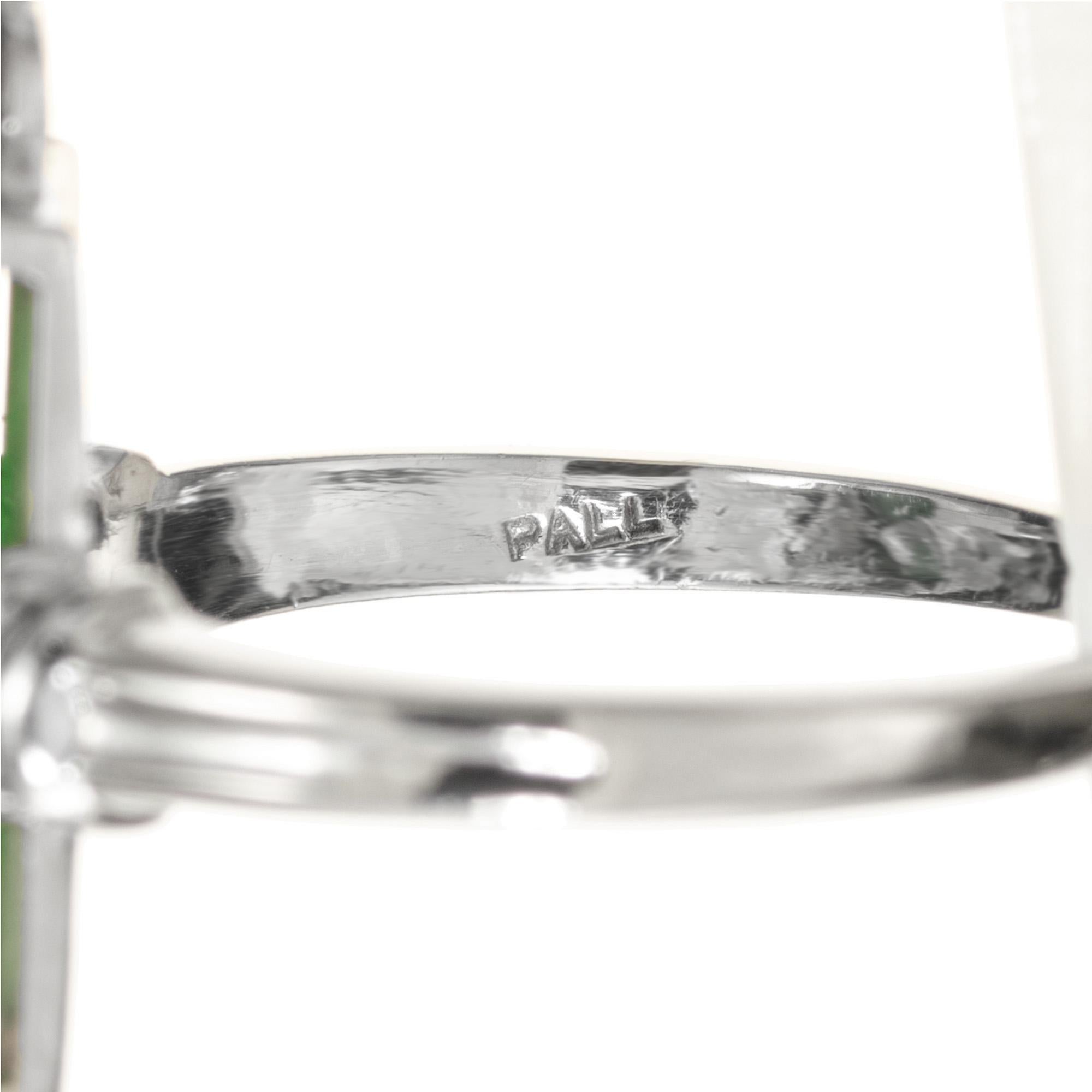 Women's GIA Certified Omphacite Jadeite Jade Diamond Palladium Cocktail Ring For Sale