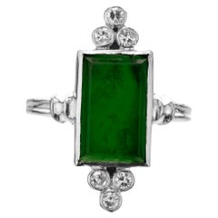 GIA-zertifizierter Omphazit Jadeit Jade Diamant Palladium Cocktail-Ring