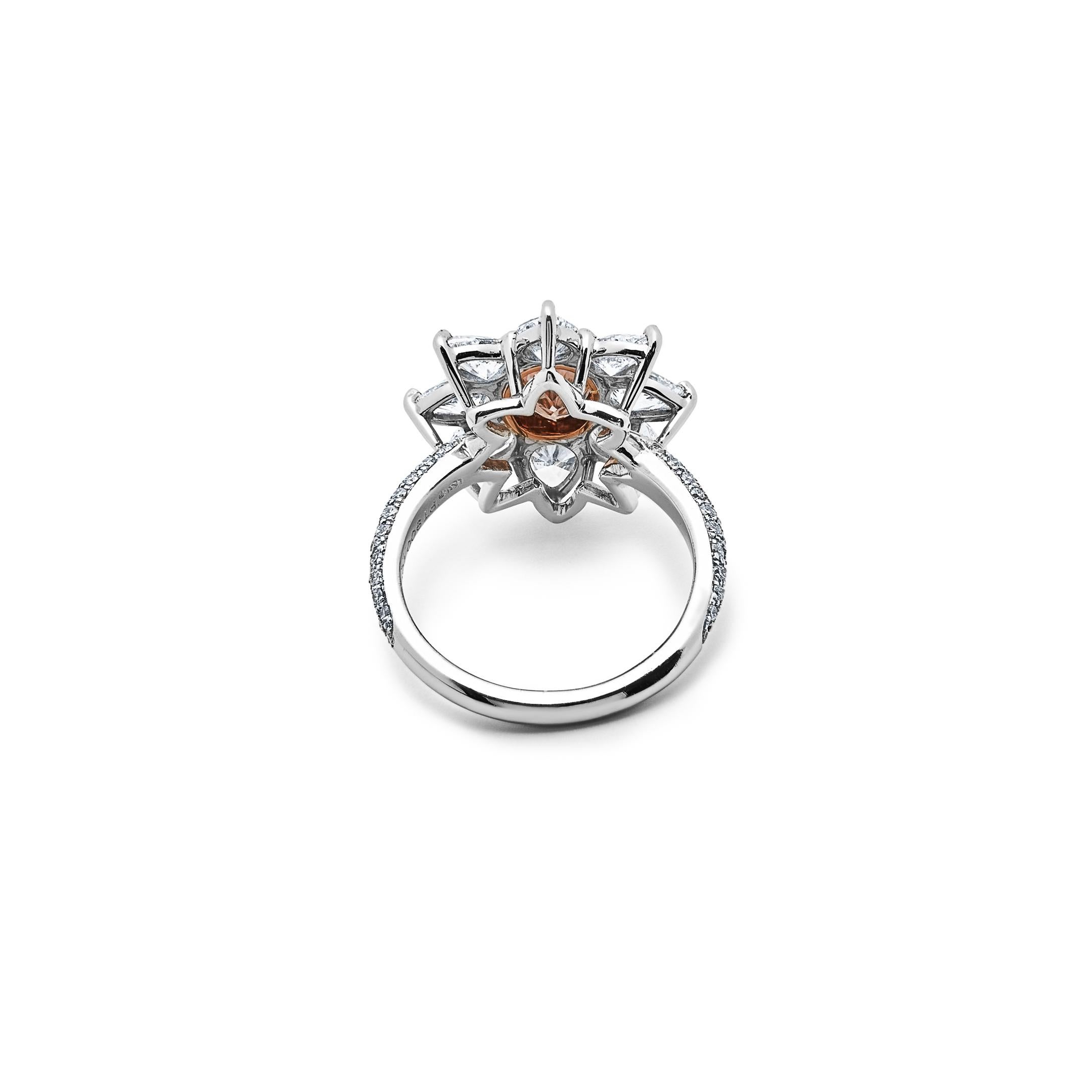 Oval Cut GIA Certified Orange Oval-Cut Diamond Rose Gold Ring For Sale