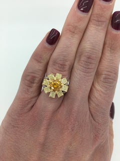 GIA Certified Orange and Yellow Diamond Ring