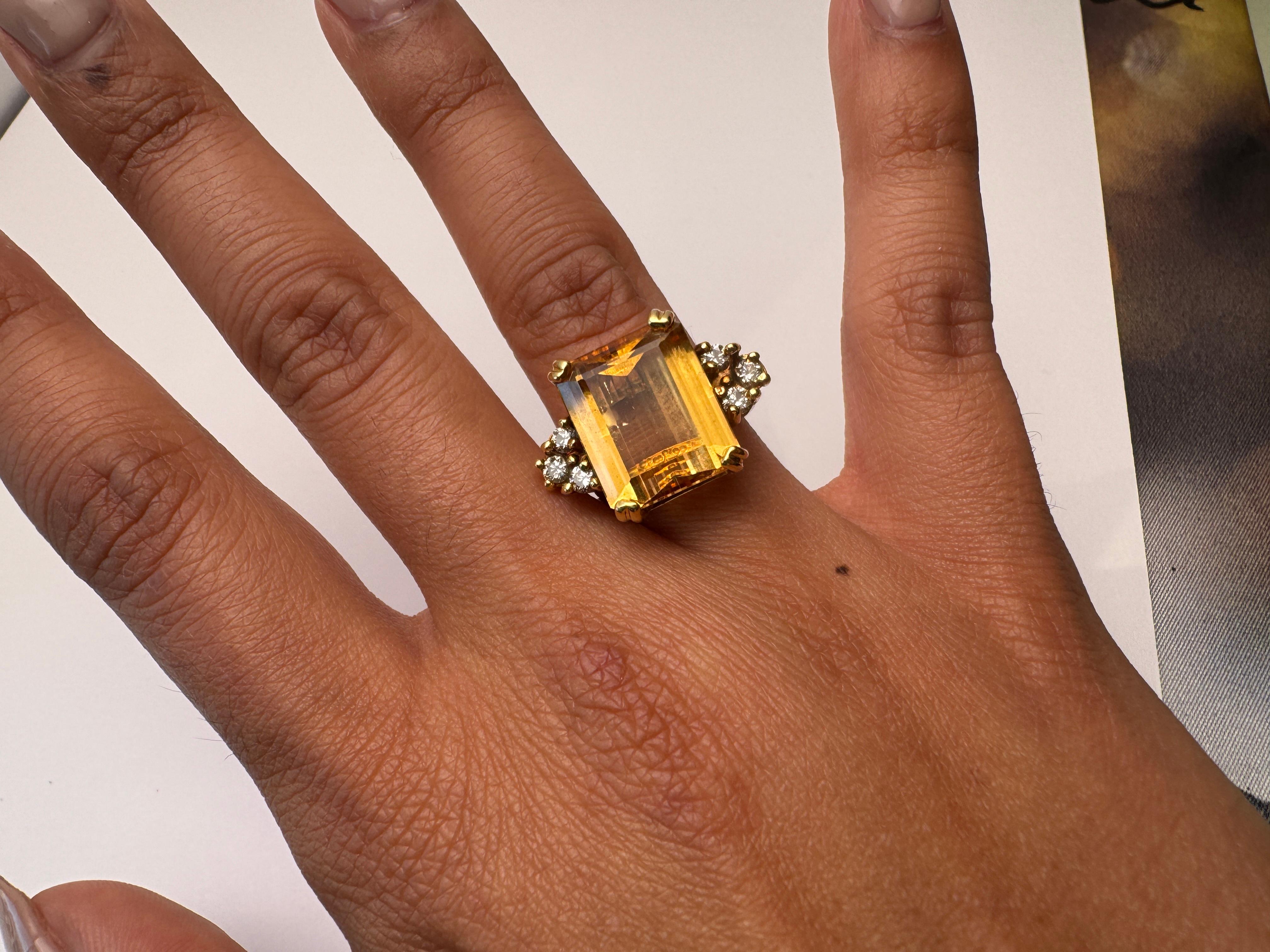 Anello da cocktail vintage con diamante Topazio Giallo Orangiato certificato GIA in vendita 2