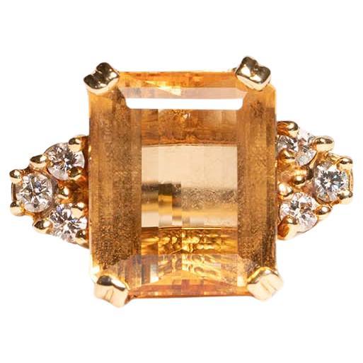 GIA-zertifizierter orangefarbener Gelbtopas-Diamant-Vintage-Cocktailring