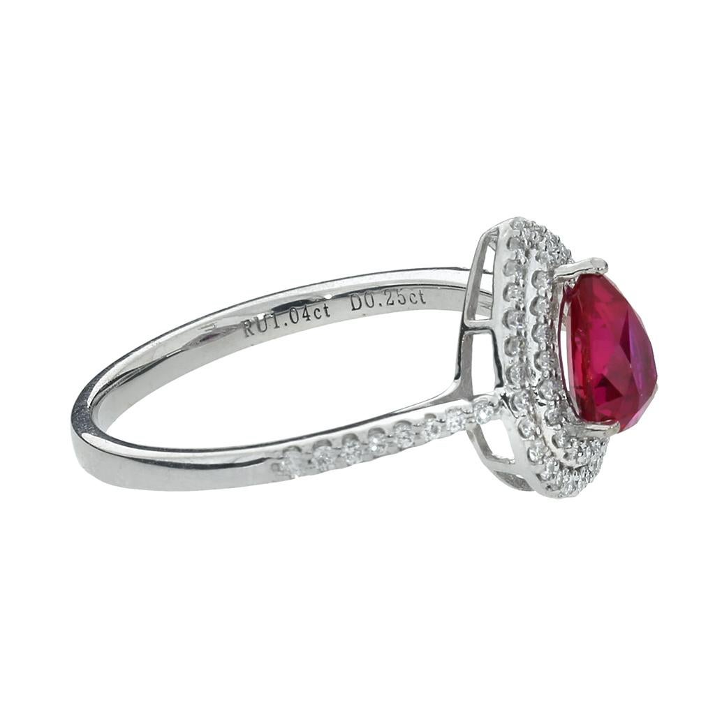 Pear Cut GIA Certified Orianne Collins Unheated Ruby & Diamond Platinum Ring For Sale