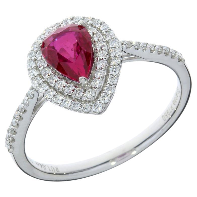 GIA Certified Orianne Collins Unheated Ruby & Diamond Platinum Ring For Sale
