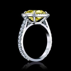 GIA Certified Original Cartier 3.02ct Cushion Fancy Intense Yellow Diamond Ring
