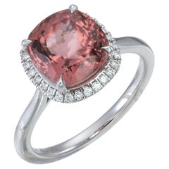 GIA Certified Orloff of Denmark Platinum Ring with Tourmaline & Diamonds