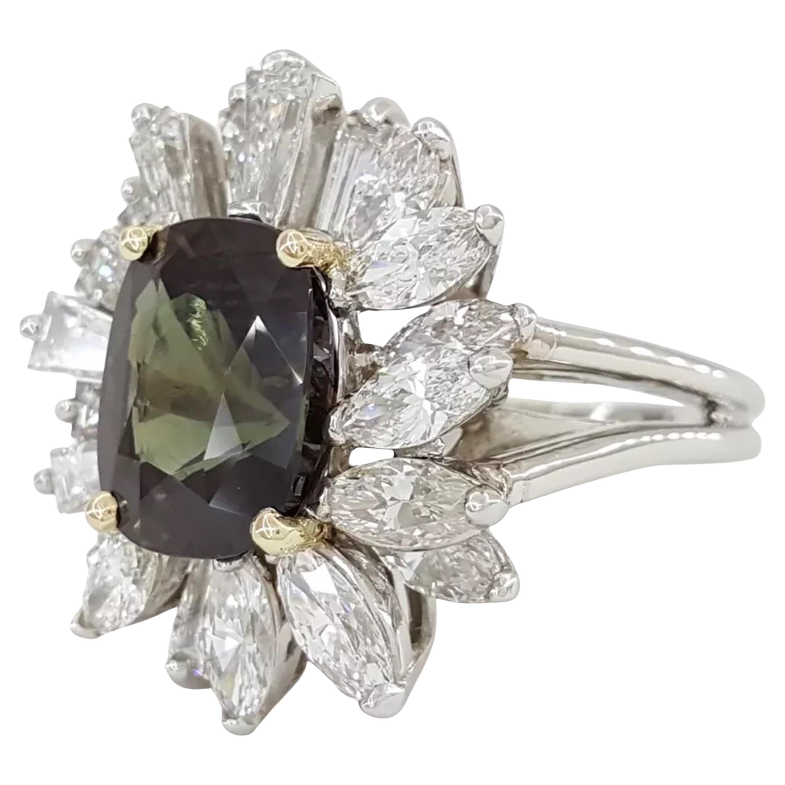 Cushion Cut GIA Certified Oscar Heyman 6 Ct. Alexandrite Diamond engagement ring For Sale