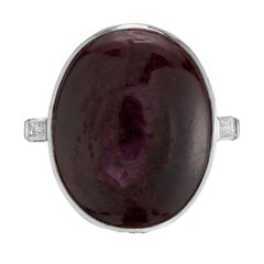 GIA Certified Oval 17.90 Carat Natural Ruby Diamond Platinum Cocktail Ring