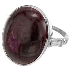 Anello cocktail in platino con diamante e rubino naturale certificato GIA da 17,90 carati