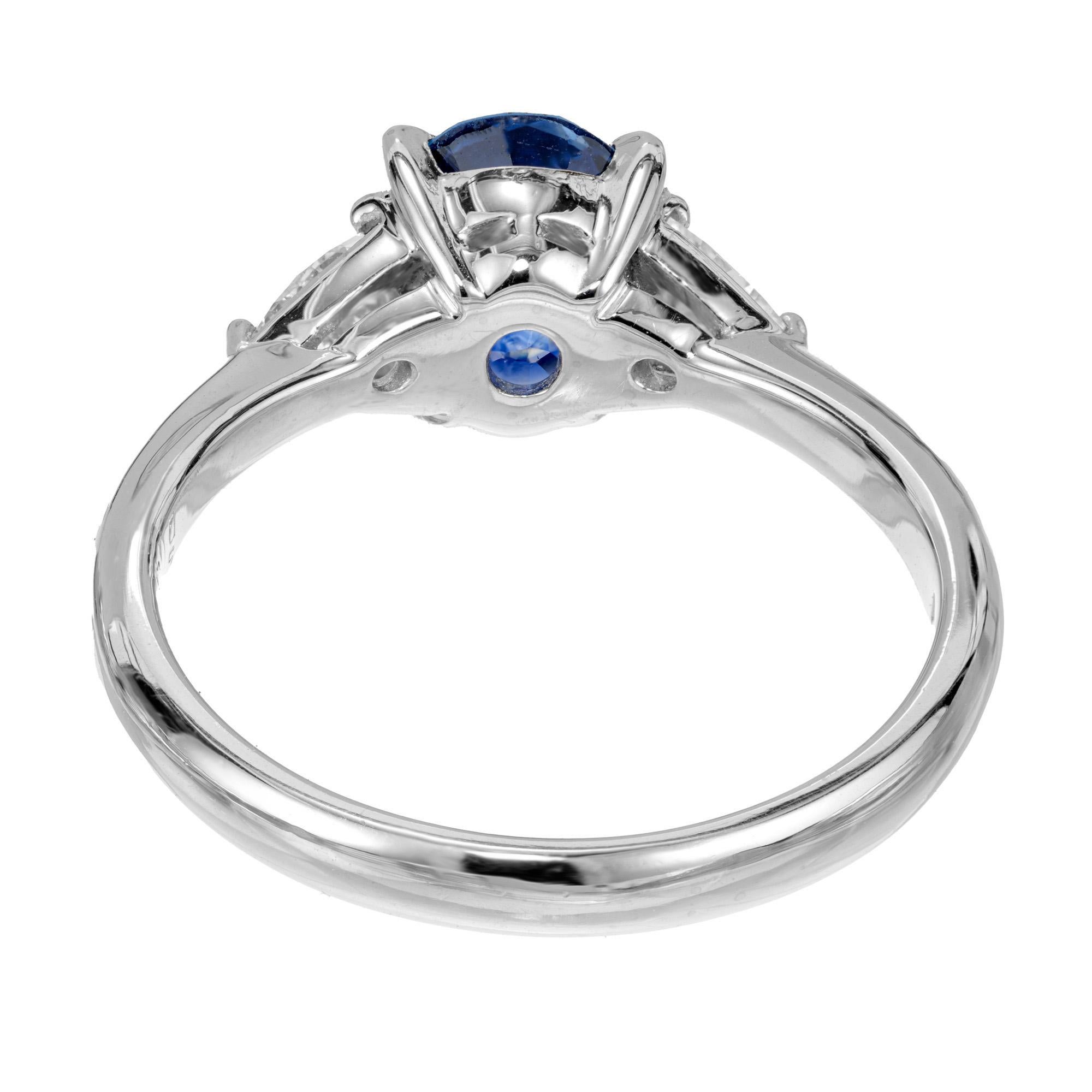 Women's GIA Certified Oval 1.85 Carat Blue Sapphire Diamond Platinum Engagement Ring For Sale
