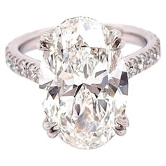GIA-zertifizierter ovaler 7,53 Karat Diamant-Verlobungsring mit Platinfassung
