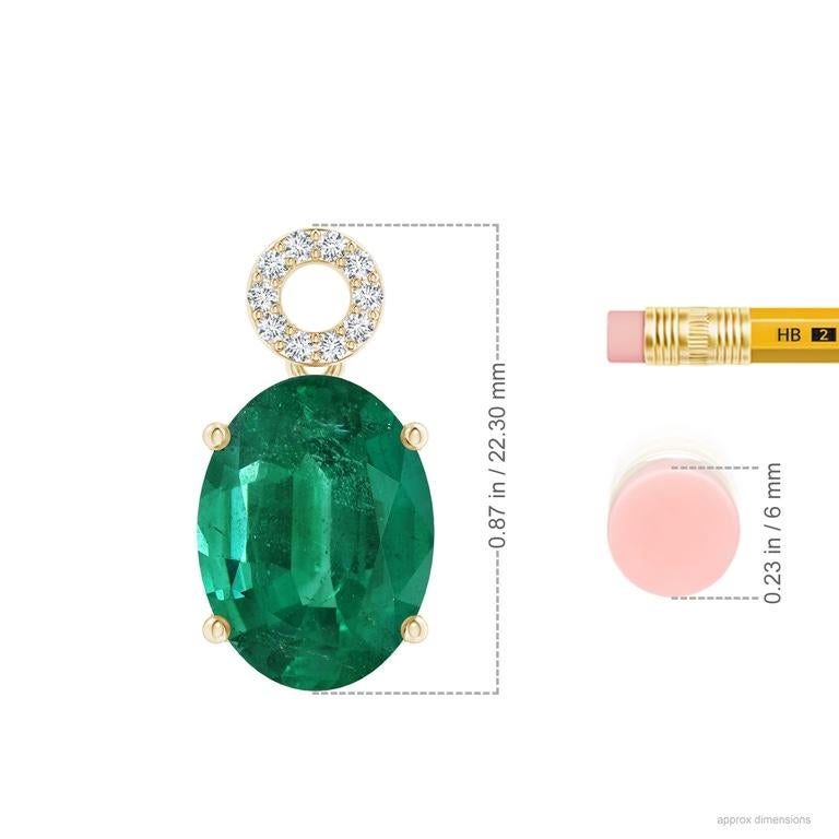 GIA Certified Oval Emerald Pendant with Circular Bale in 14K Yellow Gold