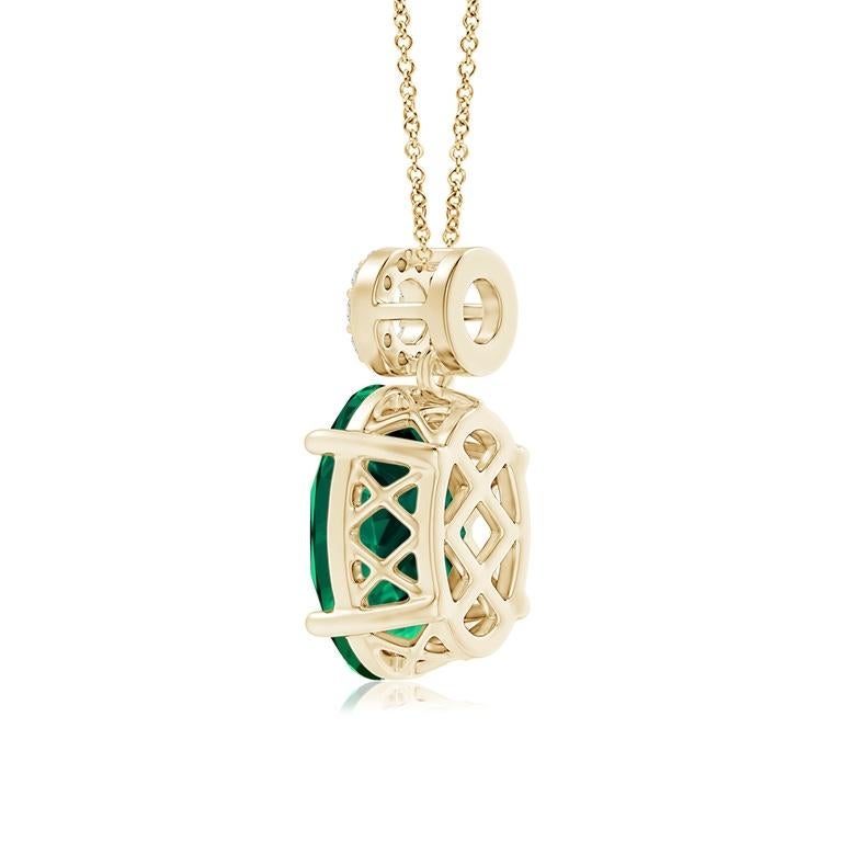 GIA Certified Oval 8.19ct Emerald Pendant with Circular Bale in 14K Yellow Gold In New Condition For Sale In Los Angeles, CA