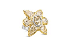 GIA Certified 11.15 Carats Total Mixed-Cut Flower Diamond Cocktail Ring
