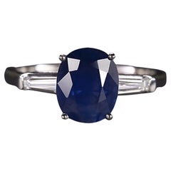 Bague avec saphir bleu ovale certifié GIA