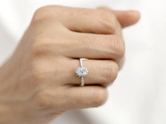 GIA certified Oval Brilliant Cut Diamond Halo Engagement 14K White Gold Ring