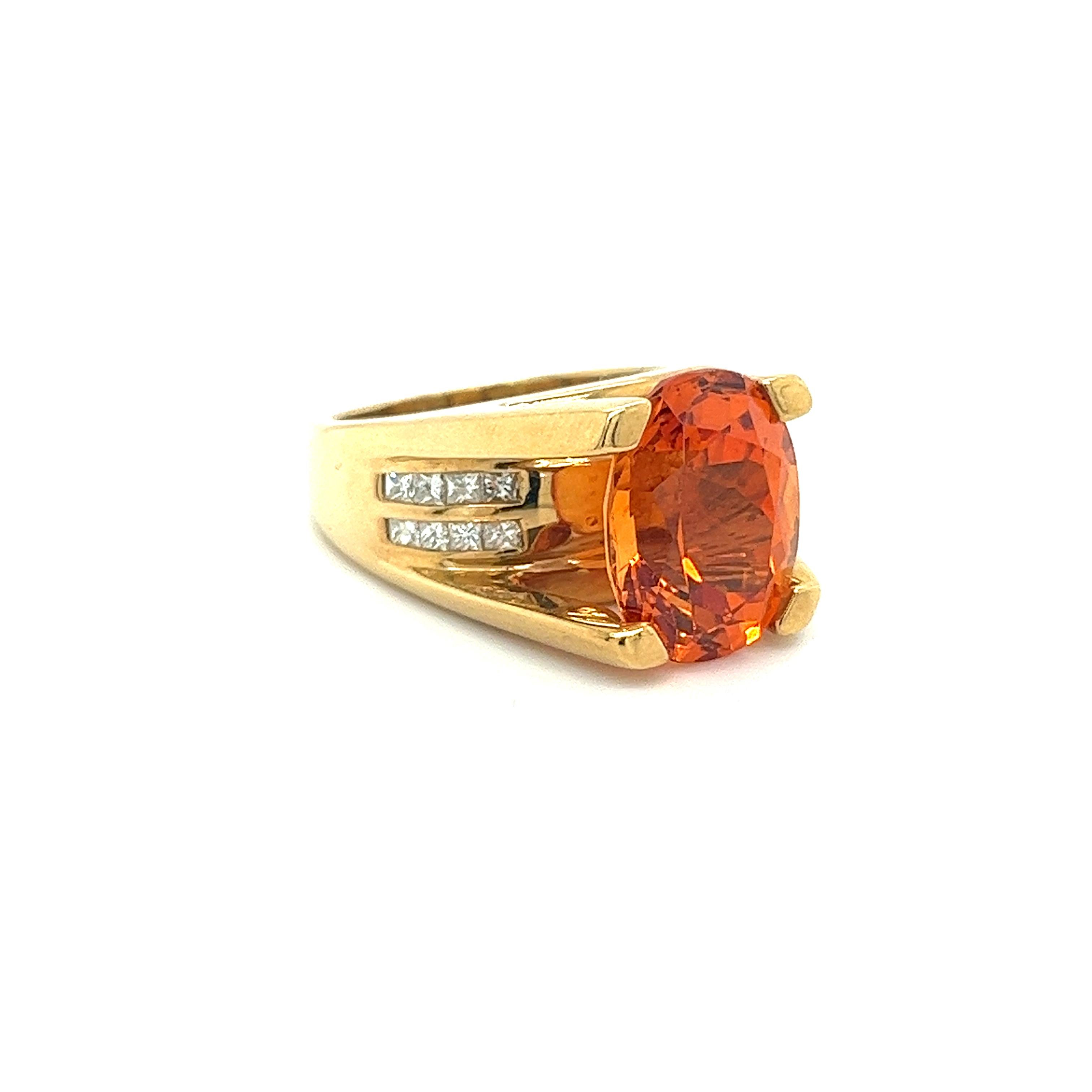 GIA-zertifizierter Ring mit 13,5 Karat Mandarine, orange, Spessartin und Granat im Ovalschliff  für Damen oder Herren im Angebot