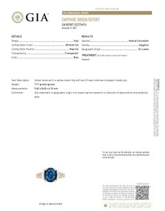 GIA Certified Oval Cut Blue Sapphire and Trillion Cut Diamond 3 Stone 18k Ring