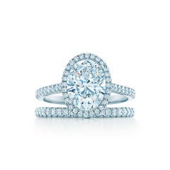 GIA Certified Oval Cut Diamond Engagement 950 Platinum Bridal Set Ring