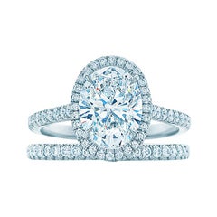 GIA Certified Oval Cut Diamond Engagement 950 Platinum Bridal Set Ring
