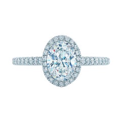 GIA Certified Oval Cut Diamond Engagement 950 Platinum Bridal Set Ring