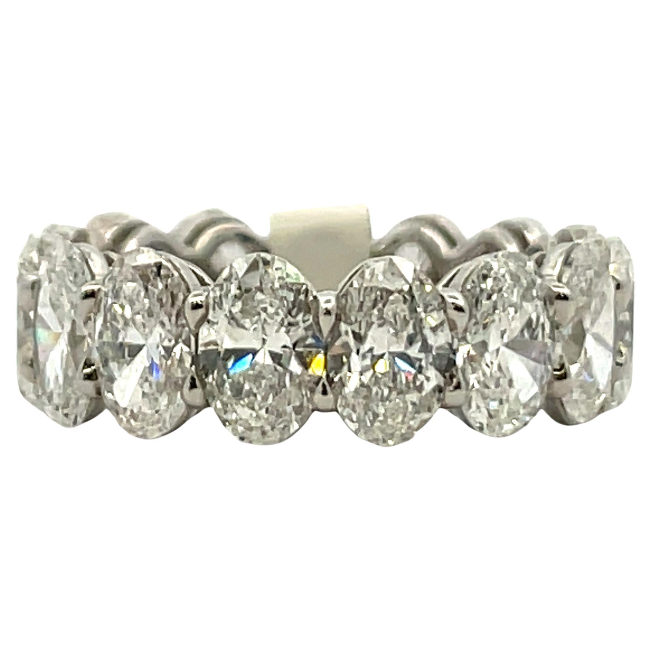 GIA Certified Oval Cut Diamond Eternity Ring 7.62 CTS D-F IF-VS2 Platinum 