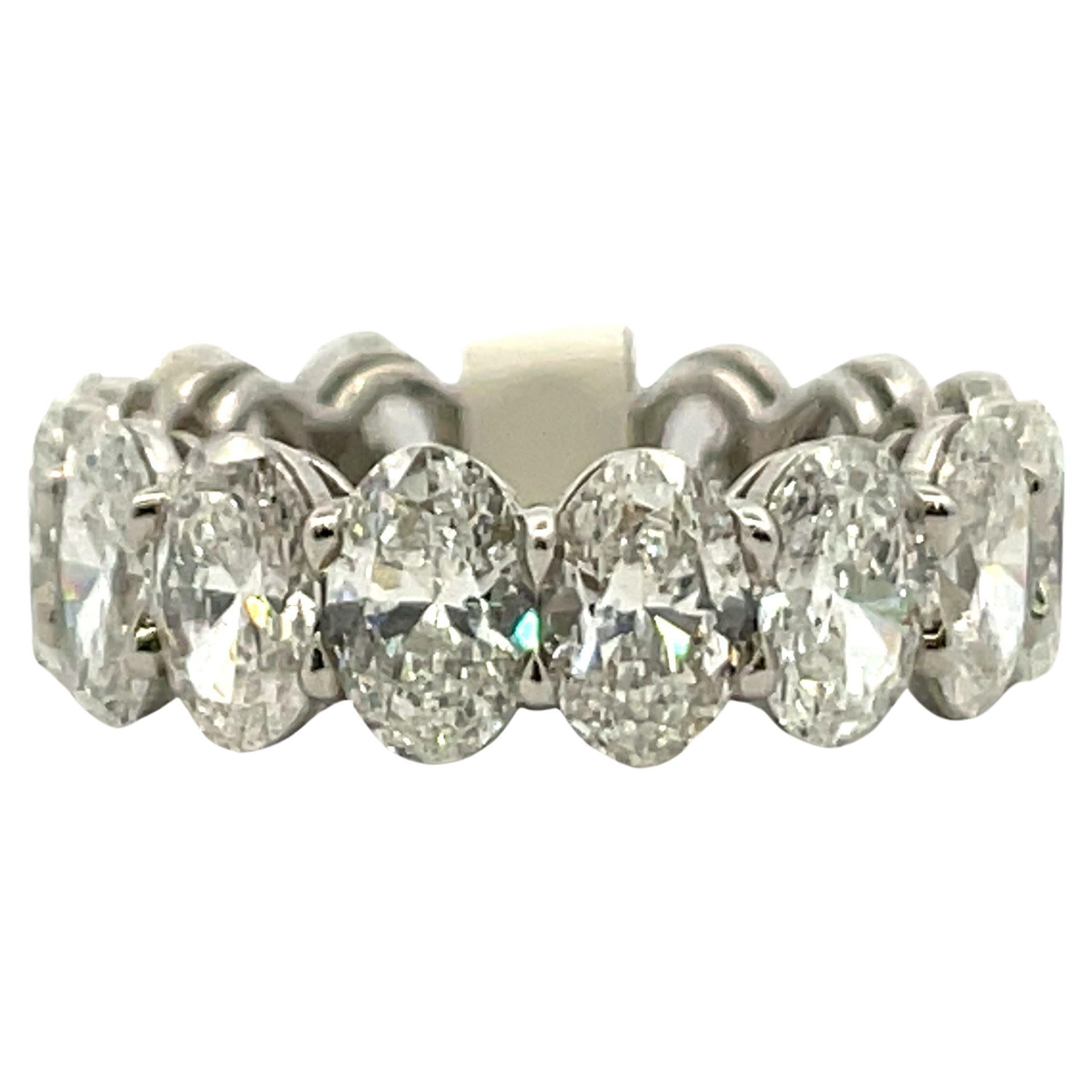 Magnificent GIA Certified Eternity Ring featuring 16 Oval Cut Diamonds weighing 8.32 Carats, crafted in Platinum. 
Average 0.52 points 
All diamonds are GIA Certified with gradings from D-F Color, VVS1-VS2 Clarity. Perfectly Matched!
Very