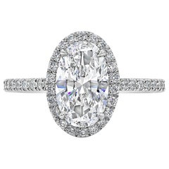 Roman Malakov Bague de fiançailles avec halo de diamants taille ovale de 1,71 carat certifiés GIA