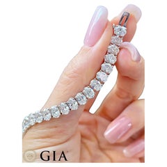 Pulsera de tenis de diamantes talla oval con certificado GIA en oro de 18 quilates