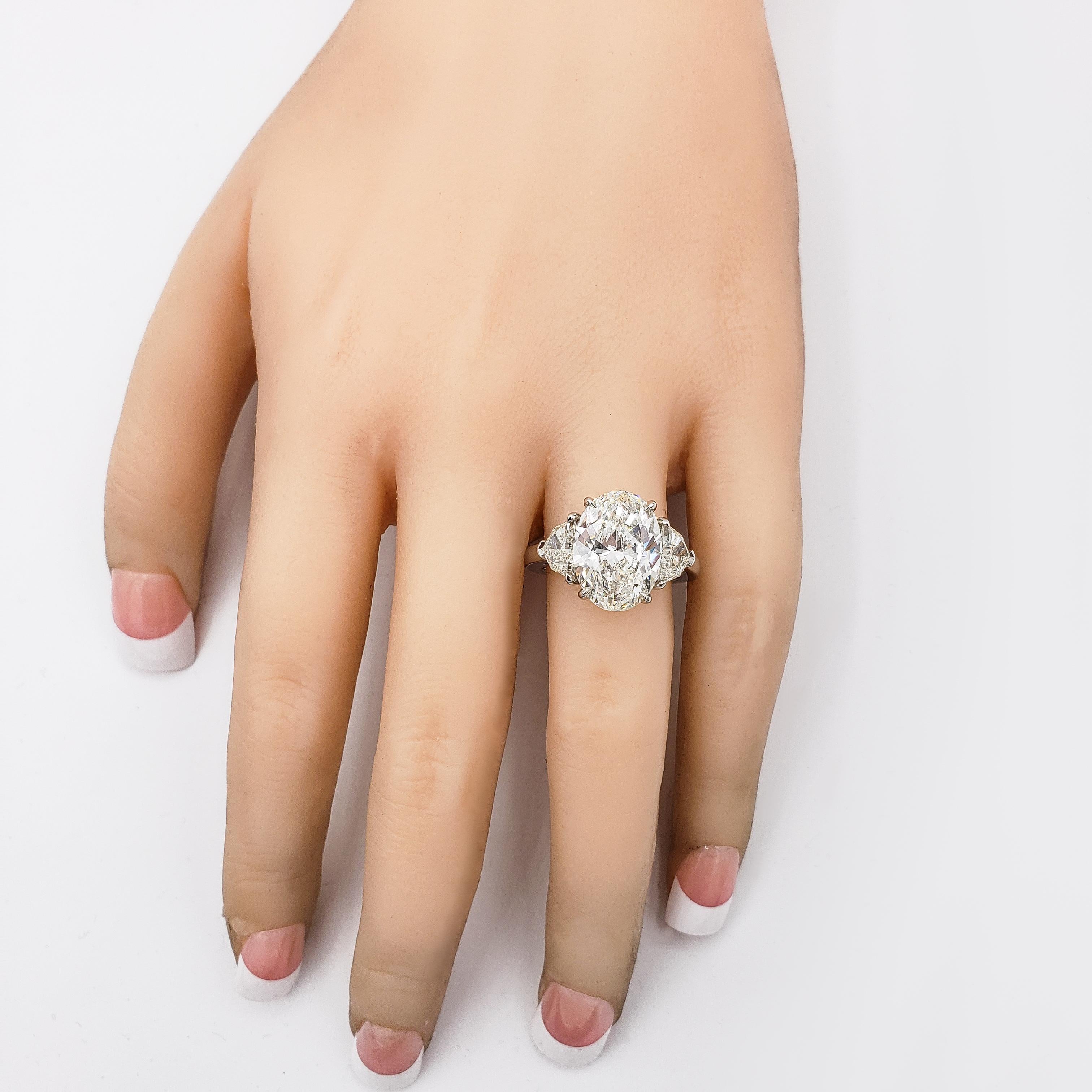 Contemporary Roman Malakov GIA Certified Oval Cut Diamond Three-Stone Engagement Ring