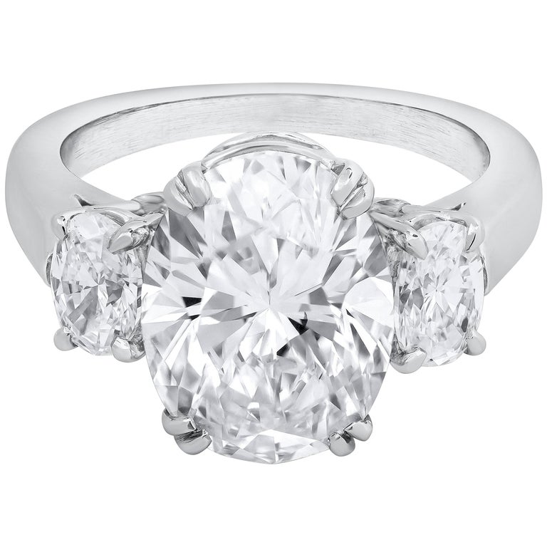 GIA Certified Oval Cut Diamond ThreeStone Engagement Ring at 1stDibs