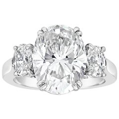 GIA Certified Oval Cut Diamond Three-Stone Engagement Ring GIA Certified Oval Cut Diamond Three-Stone Engagement Ring