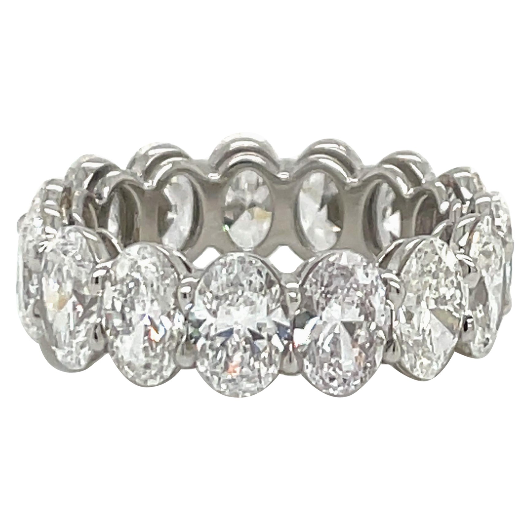 GIA Certified Oval Cut Diamond Wedding Band 7.62 Carats D-F IF-VS2 Platinum