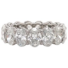Alianza de diamantes talla oval certificada por GIA 7,64 quilates D-F VVS-VS Platino
